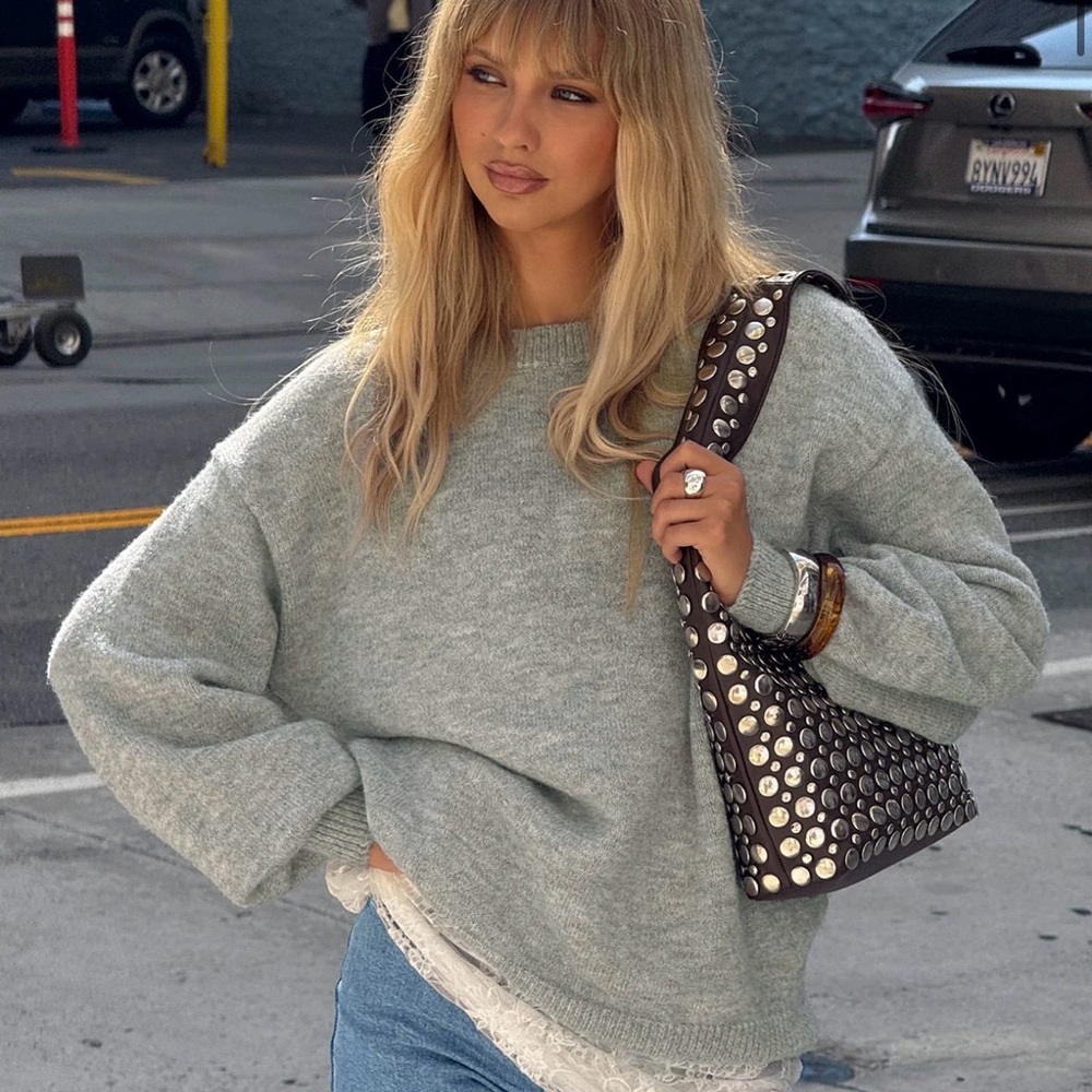 ❌sold❌Princess Polly Heather Gray Knit Crewneck Oversized Sweater